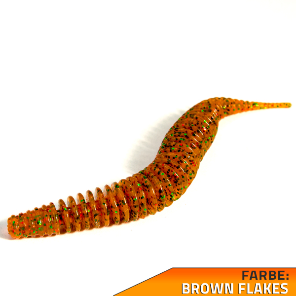 Big Worms Wurm gerippt Angelköder Brown Flakes Knoblauch