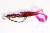 Kunstköder 63mm Larve Aroma Barsch Forelle Trout Köder Angeln Gummiköder Softbait Pink / Purple Flusskrebs